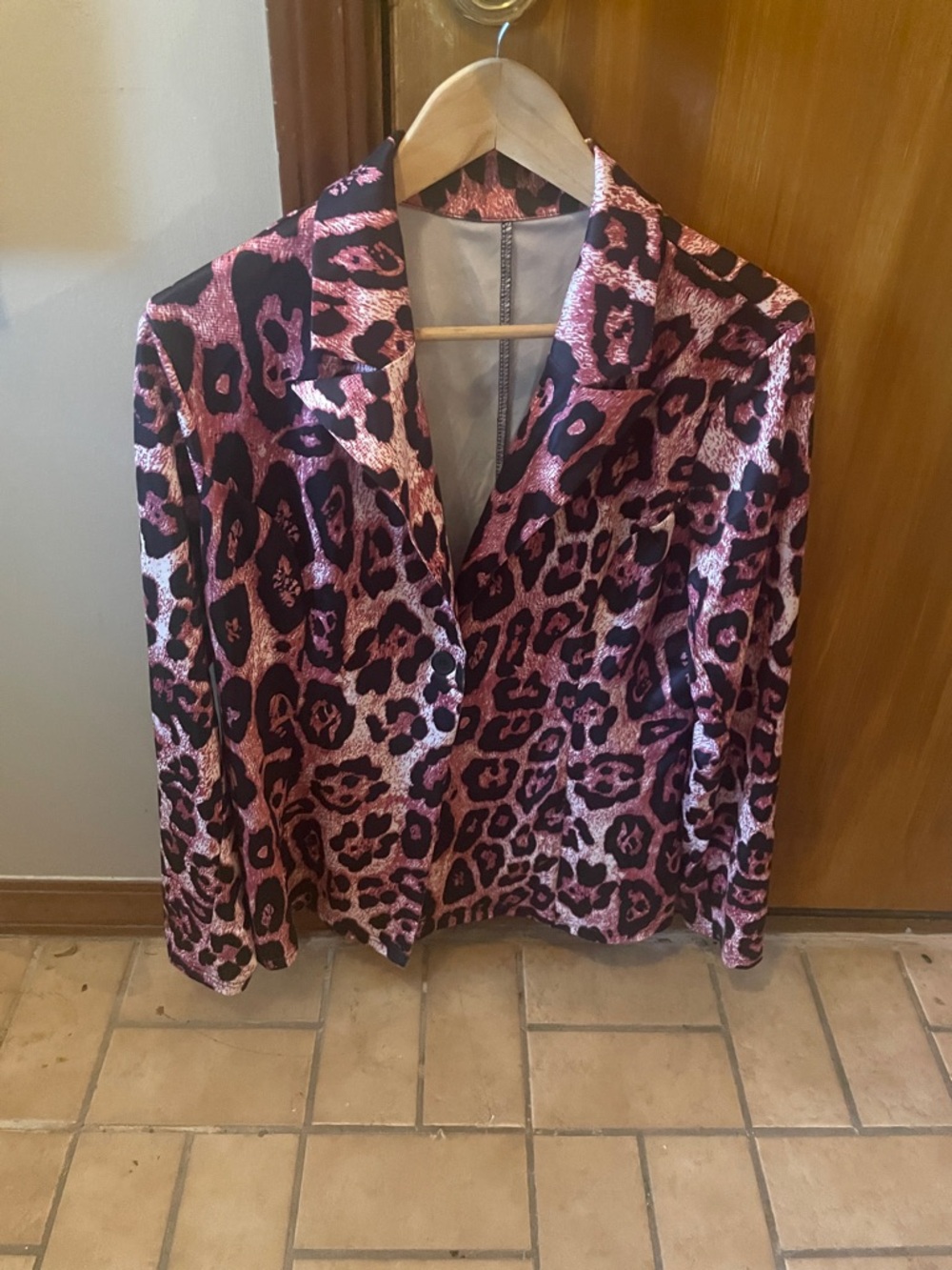 Old Navy Pink and Black Leopard Print Women's Blazer